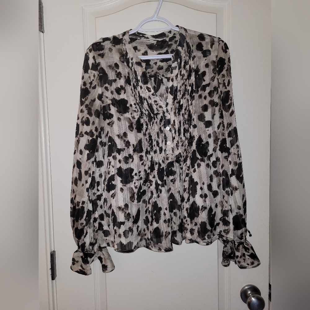 By Together Black & Creme Abstract Print Top